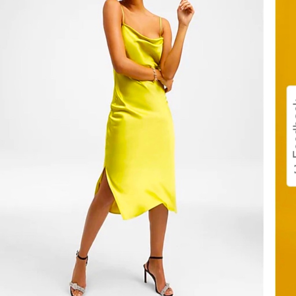 Satin Cowl Neck Asymmetrical
Hem Maxi Slip Dress